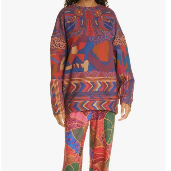FARM Rio Tops - Farm Rio Mix Print Tunic Sweatshirt